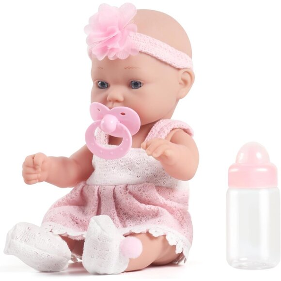 12 Inch Baby Doll with Clothes Headband Pacifier and Feeding Bottle for Kids - Picture 1 of 6